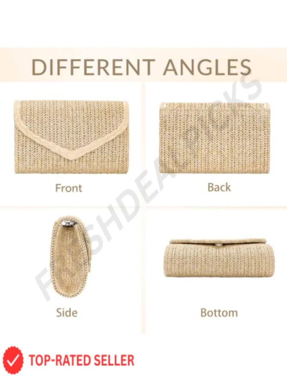 Straw Clutch Purse for Women Envelope Evening Handbag Beach Wedding